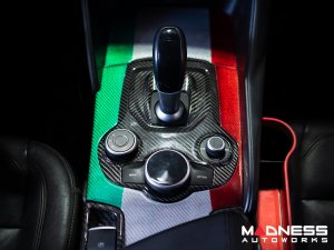 Alfa Romeo Giulia Center Console Trim Set - Carbon Fiber - Two Piece Kit - Italian Theme - Pre '20 - Feroce Carbon Alfa Romeo Giulia Center Console Trim Set - Carbon Fiber - Two Piece Kit - Italian Theme - Pre '20 - Feroce Carbon